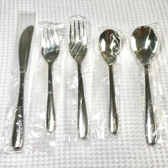 New Dansk Vintage 90's Stainless Steel 18/8 Teardrop Flatware 5 Piece Set - Picture 1 of 6